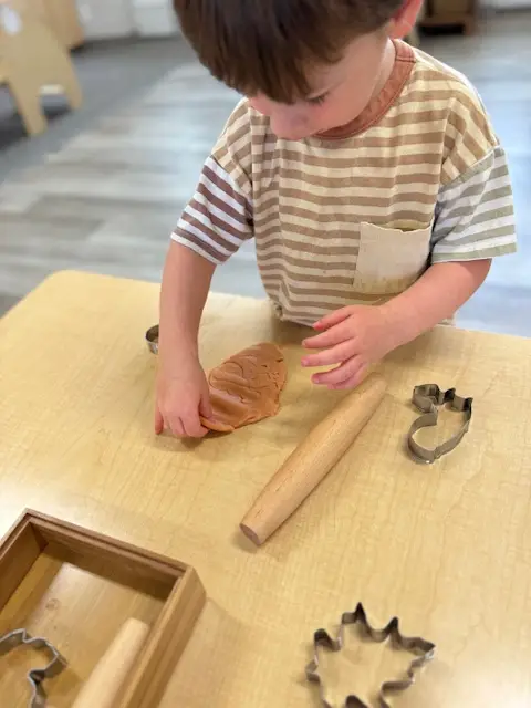 Preschool boy with cookie cutter